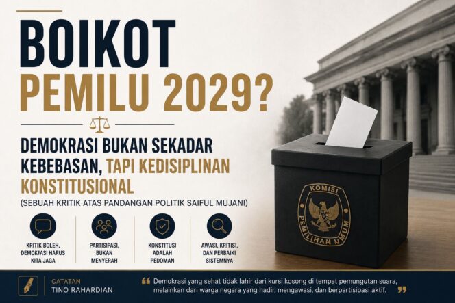 
 Boikot Pemilu 2029? Demokrasi Bukan Sekadar Kebebasan, Tapi Kedisiplinan Konstitusional (Sebuah kritik Atas Pandangan Politik Saiful Mujani)
